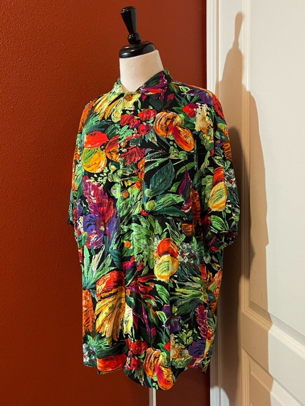 Jams World Men’s Vintage Button Up Tropical Art To Wear Rayon Hawaiian Shirt